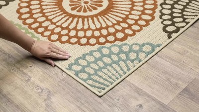 Montego Beige and Blue Synthetic Rectangular Area Rug