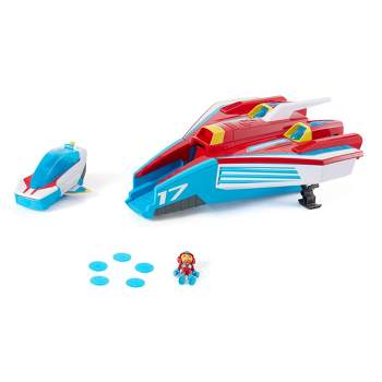Paw Patrol Mighty Pup Super Paws 2 in 1 Deluxe Transforming Jet and Command Center with Lights, Sounds, Mini Jet, and Exclusive Ryder Figure