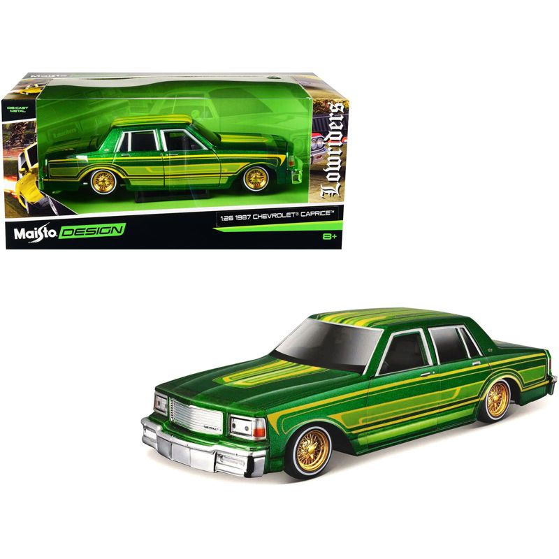 1987 Chevrolet Caprice Green Metallic with Graphics "Lowriders" "Classic Muscle" Series 1/26 Diecast Model Car by Maisto, 1 of 4