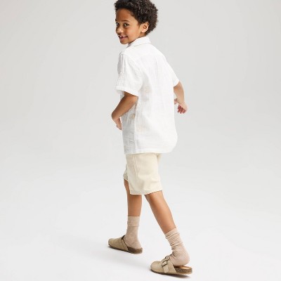 Cat & Jack Boys' Short Sleeve Embroidered Fish Button-Down Shirt - Cat & Jack™ White M — фото 2