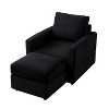 Black Classic corduroy recliner, comfortable sofa recliner, upholstered lounge chair with footstool for living room - 3 of 4