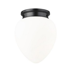 Gideon 1-Light Flush Mount Ceiling Light - Vintage Schoolhouse Glass, Dimmable, Damp Rated - 1 of 4