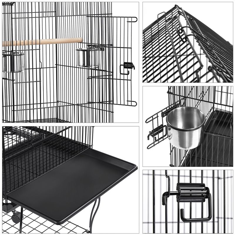 Yaheetech Open Top Metal Parrot Cage Rolling Bird Cage, 5 of 9