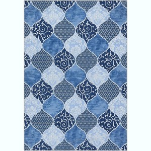 Modern Geometric Trellis Washable Area Rug - Non-Slip Low-Pile Indoor Carpet for Living Room, Bedroom, Dining Room - 1 of 4