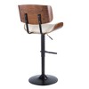 Metal and Wood Faux Leather Adjustable Mid-Century Modern Barstool with 360-Degree Swivel and Straight T Footrest, Set of 3 for Kitchen - 4 of 4