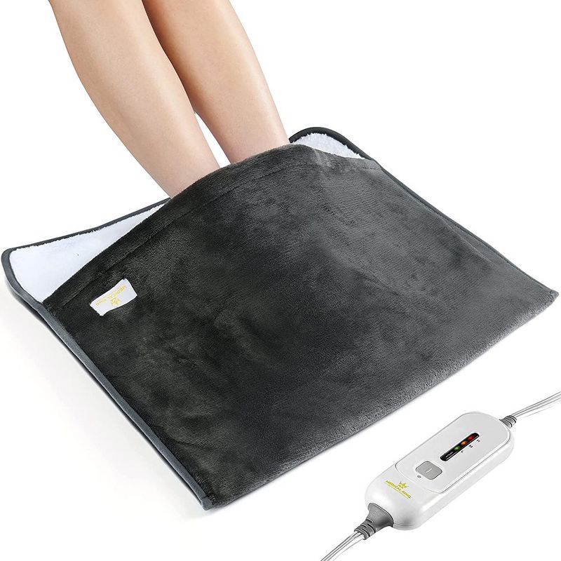 Foot Warmer Electric Heated Foot Warmer - Extra Large Foot Heating Pad - 3 Temperature Settings, Auto Shut Off, Machine Washable - Grey MedicalKingUsa, 1 of 8