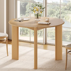 SpassWay 30"H Modern Wood Dining Table Conference Table Kitchen Table Gaming Table with Double Pedestal Black/Walnut/Natural Wood - 1 of 4