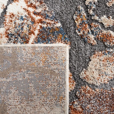 Cyrus Gray and Rust Abstract Shag Area Rug