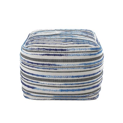 Mixed Media Ottoman Striped Blue/White - Gold Medal Bean Bags