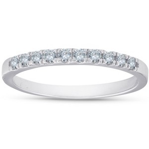 Pompeii3 1/4 Ct Diamond Wedding Ring 10K White Gold Womens Stackable Anniversary Band - 1 of 4