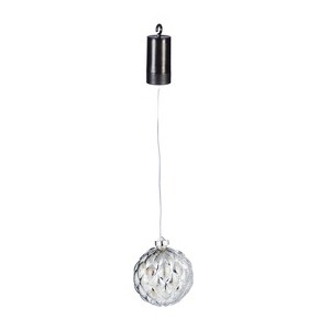 Evergreen 5" Shatterproof Outdoor Safe Battery Operated LED Ball Ornament, Silver - 1 of 1
