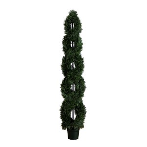 Nearly Natural 7-ft Double Pond Cypress Spiral Topiary UV Resistant (Indoor/Outdoor) - 1 of 4