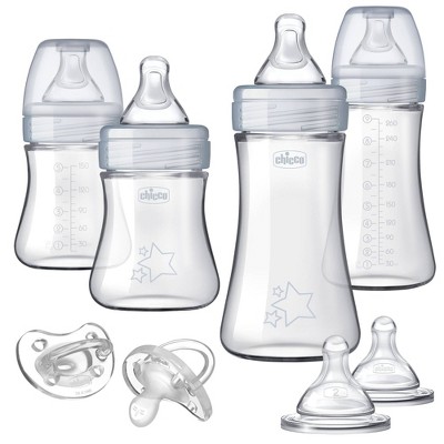 Chicco Duo Newborn Hybrid Baby Bottle Starter Gift Set with Invinci-Glass Inside/Plastic Outside - Neutral - 8pc