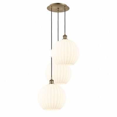White Venetian - 3 Light Cord Hung Multi Pendant In Modern Style-39 Inches Tall and 18.5 Inches Wide