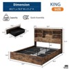 Jojoka King Bed Frame with Storage Headboard, 4 Drawers, Charging Station, Metal Platform, No Box Spring Needed, Noise-Free, Vintage Brown - 2 of 4