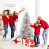 Tangkula 6/7/8 FT Snow-flocked Artificial Christmas Tree w/51/65/81 Sphere Lights 250/350/450 LED Lights - 3 of 4