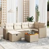 vidaXL Patio Sofa Set with Cushions Outdoor Furniture 7 Piece Poly Rattan - Beige and Cream Without Storage - 2 of 4
