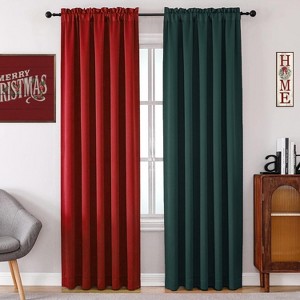 Kate Aurora Set Of 2 Piece Crinkle Sheer Rod Pocket Christmas Curtain Panels - 84 in. Long - 1 of 4