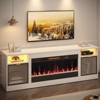 Bestier 70'' Electric Fireplace TV Stand, High Gloss Entertainment Center for TVs up to 80 inch with LED Lights & Storage Cabinets - 2 of 4