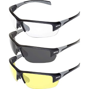 3 Pairs of Global Vision Eyewear Hercules 7 Safety Cycling & Tennis Glasses with Smoke, Clear, Yellow Lenses - 1 of 4