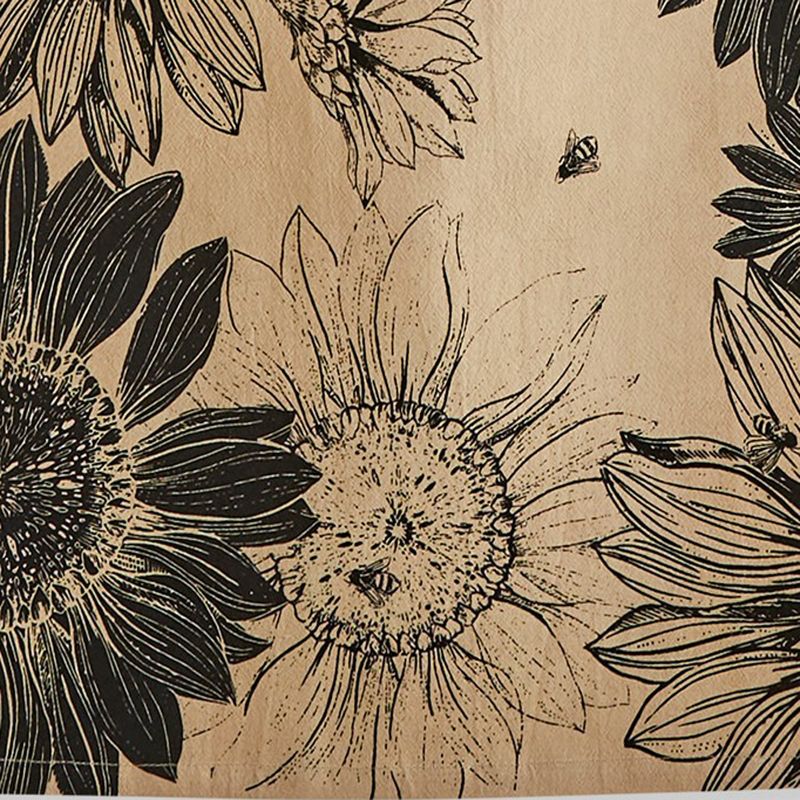 tagltd Black Sunflower All Over Print on Beige Background Cotton   Kitchen Dishtowel 26L x 18W in., 2 of 3