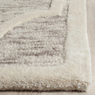 Handmade Geometric Tufted Wool Rug 4' x 6' Light Brown/Ivory