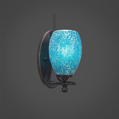 Toltec Lighting Capri 1 - Light Sconce in  Dark Granite with 5" Turquoise Fusion Shade