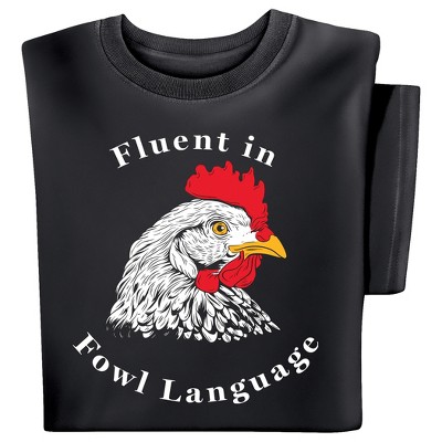 Collections Etc Fluent in Fowl Language Short Sleeve Graphic T-Shirt