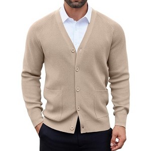 COOFANDY Men's Cardigan Sweaters with Button Lightweight Casual V Neck Long Sleeve Pockets Knitted Sweater - 1 of 4