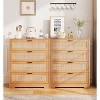 4 Rattan Drawers Dresser, Tall Chest of Drawers, Wood Dresser for Bedroom, Closet, Living Room, Hallway-Natural - 4 of 4
