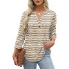 Women 3/4 Sleeve Shirts Notch V Neck Tops Casual Dressy Blouses Beach Vacation Tunic Tops - 2 of 4