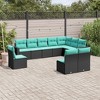 vidaXL 10 Piece Patio Sofa Set with Cushions Black and Blue Poly Rattan - Without Table - 2 of 4