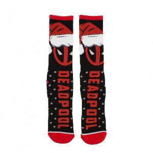 Adult Deadpool Santa Claus Hat Logo Athletic Crew Socks - 1 of 4