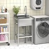 Stainless Steel Utility Sink, Free Standing Single Bowl Kitchen Sink with Cold and Hot Water Pipe and Faucet, Basin for Kitchen Restaurant Garage - 4 of 4