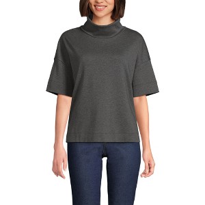 Lands' End Women's Elbow Sleeve Supima Cotton Relaxed Turtleneck - 1 of 3