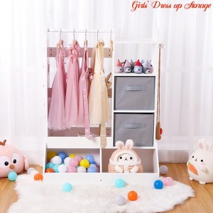 Girls' Dress up Storage w/ Light & Mirror, Kids Clothing Rack w/ Storage Bin, Girl's Open Hanging Armoire Closet - 1 of 4