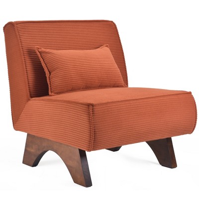 GlasFlength Accent Chairs Leisure and Reading Lounge Armless chair, Suitable for Living Room, Bedroom, Office, Orange, 28.7"*34.3"*31.9"