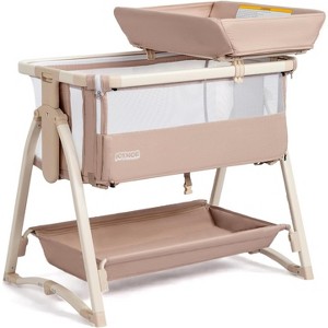 JOYMOR Baby Bassinet, 5 in 1 Bassinet Bedside Sleeper with Changing Table, 7 Height Adjustable, Rocking Bed with Wheels,Storage Basket for Newborn - 1 of 4
