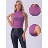 Allegra K Women's Mock Neck Ruched Sleeveless Mesh Summer Cropped Casual Tank Tops - 2 of 4