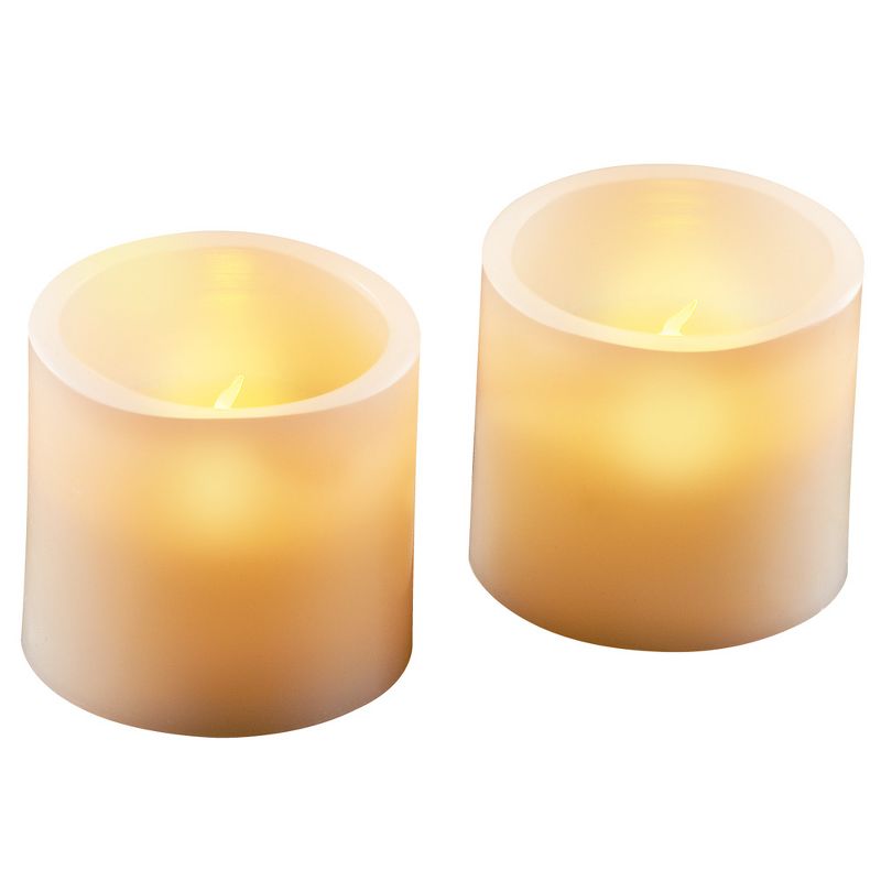Collections Etc LED Flat Top Pillar Candles - Set of 2 3 X 3 X 3, 1 of 3