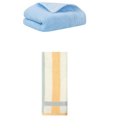 REGALWOVEN Striped Decorative Hand Towels for Bathroom Kitchen Gym 14" x 30"/13" x 29" 2 Pcs