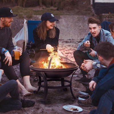 22-Inch Black Steel Free-Standing Outdoor Fire Pit