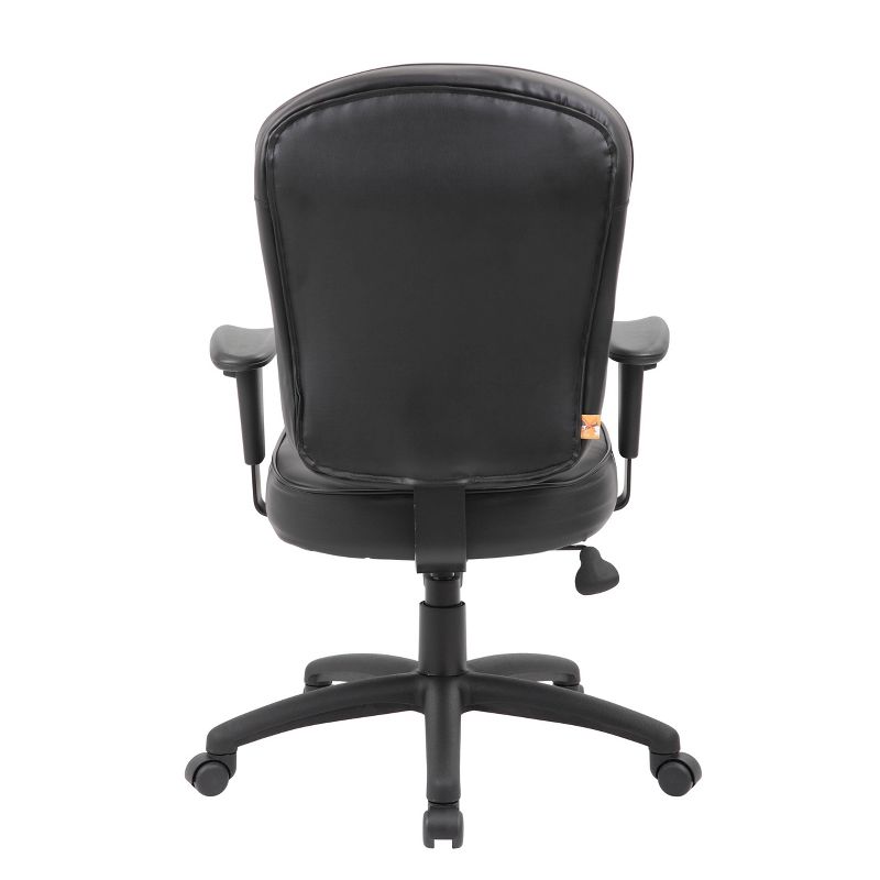 Leather Task Chair with Adjustable Arms Black - Boss Office Products, 6 of 9