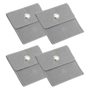 Unique Bargains Earrings Necklaces Rings Velvet Pouches Snap Button Portable Jewelry Storage Bag 4 Pcs - 1 of 4