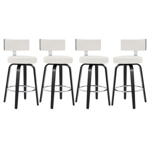 Bekrvio 26”/29” Swivel Bar Stools Set of 4,Faux Leather Upholstered with Back & Black Wood Frame,Modern Kitchen Island Stools for Kitchen Counter - 1 of 4