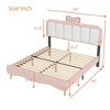 Twin size Velvet Princess Bed With Bow-Knot Headboard,Twin Size Platform Bed with Headboard and Footboard White+Pink - 2 of 4