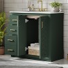 Gulches 36 inch Bathroom Vanity with Ceramic Sink Combo Solid Wood Frame Freestanding Set 3 Drawers Soft Closing Doors Green - 2 of 4
