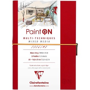 Clairefontaine Paint'On Double PU Sewn Book + Elastic - 32 Sheets - 6 x 8 1/4 - White Paper - 1 of 3