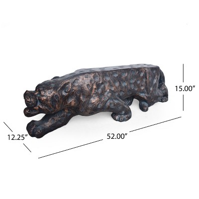 Antique Copper Lightweight Concrete Leopard Shaped Patio Bench