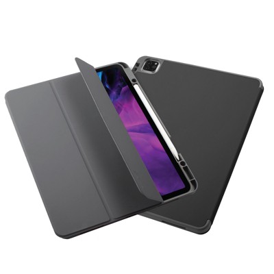 Insten - Soft TPU Tablet Case For iPad Pro 12.9" 2020, Multifold Stand, Magnetic Cover Auto Sleep/Wake, Pencil Charging, Pure Black